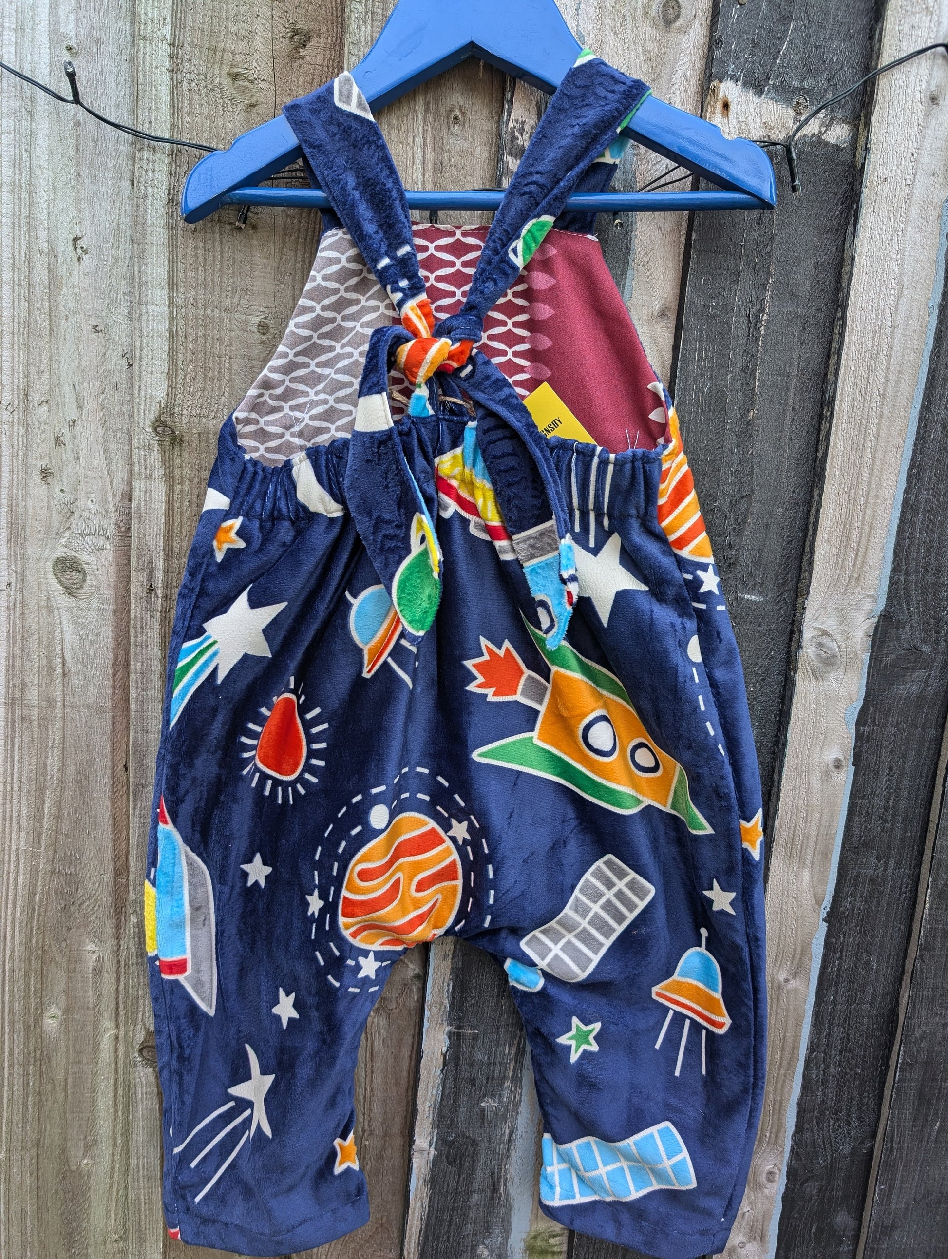 Baby Dungarees, romper, age 9-12m space glow in the dark