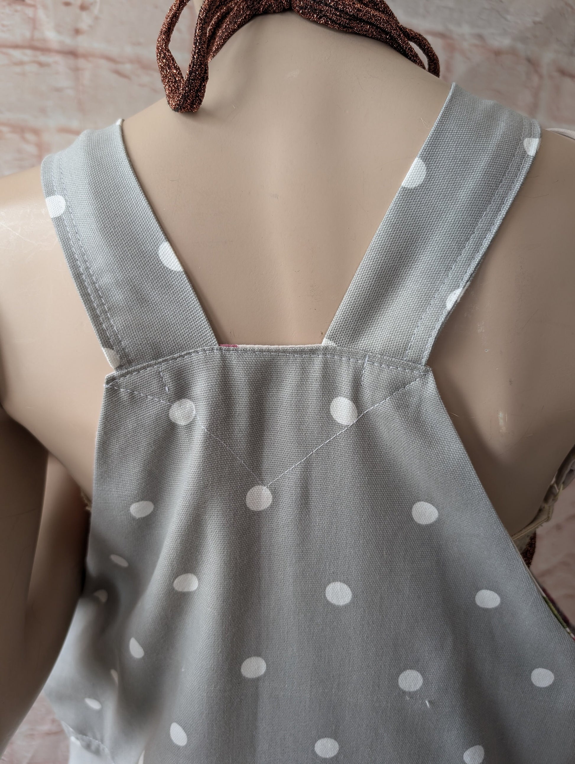 dungarees size 14 , grey and white spots, spotty dungarees, baggy dungarees, sustainable fashion dungarees, reworked clothing