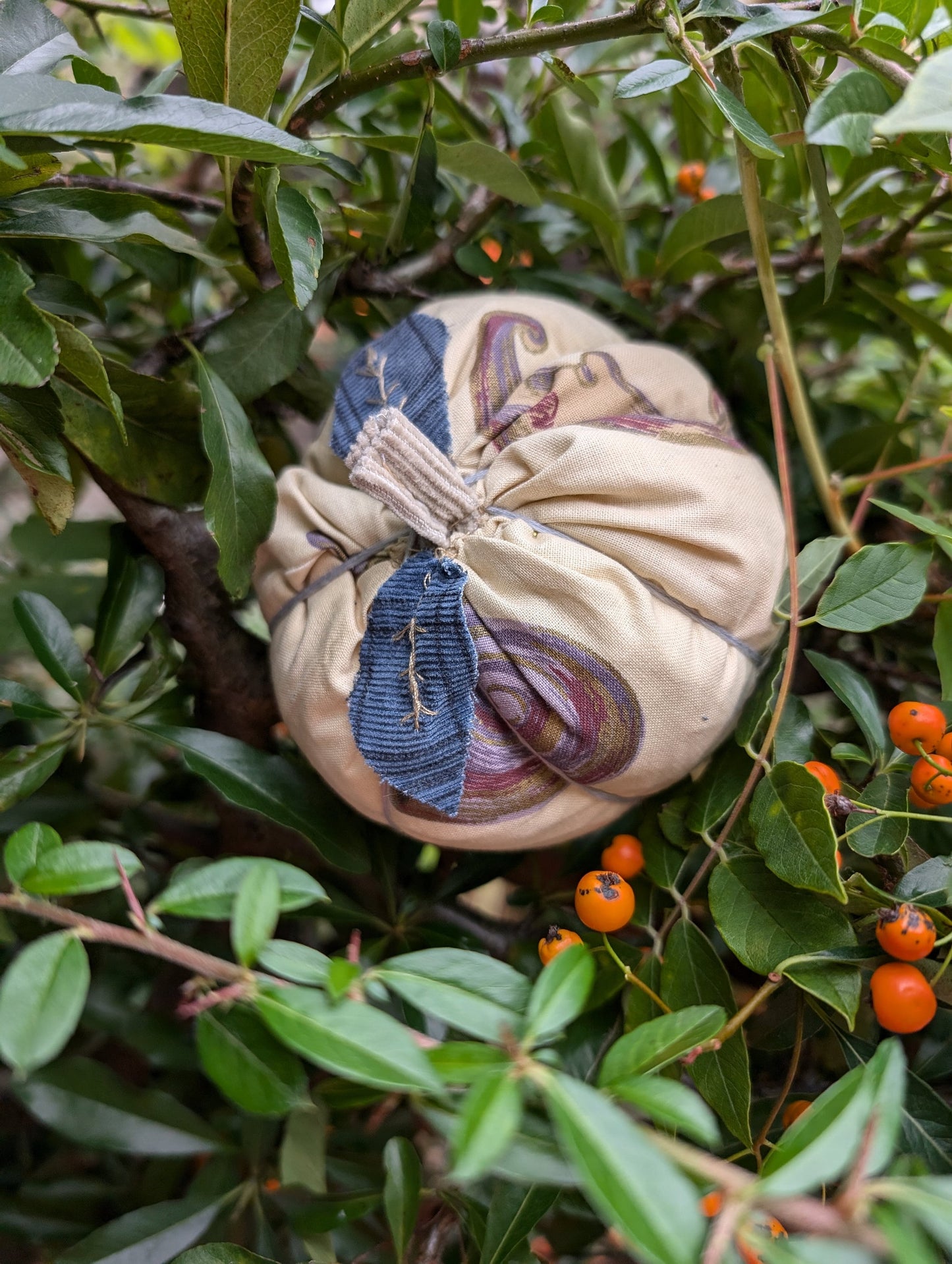 pumpkin, reusable pumpkin decoration, pumpkin ornament, Halloween ornament, handmade Halloween pumpkin, reworked textiles autumn squash